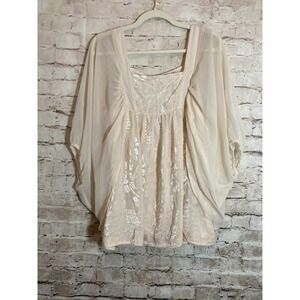 H&M Conscious Peasant Top 10 Coquette Romantic Velvet Burnout Kimono Sleeves